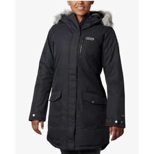 Columbia Womens Size XS Black Suttle Mountain Long Insulated Jacket Hooded
